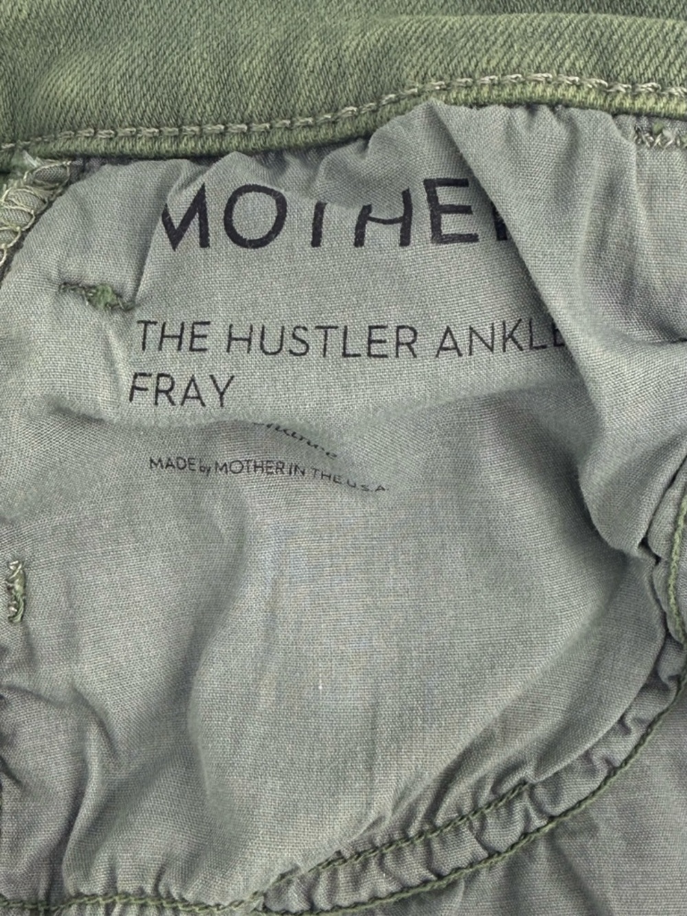 MOTHER The Hustler High Rise Raw Hem Ankle Jeans, Military Green, Size 24, NWT - Picture 10 of 12